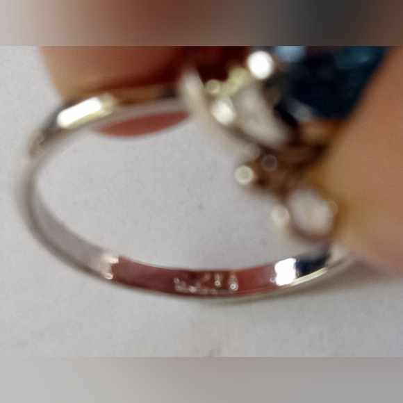 Swiss Blue Topaz Sterling  Scroll Design Setting Ring, Earrings Set - Picture 12 of 12